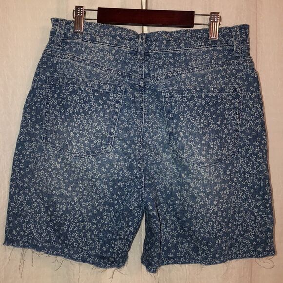 𝑮𝑽 6 Custom Rare Star Print Raw Hem Mom Amanda Blue White Shorts - Picture 2 of 11